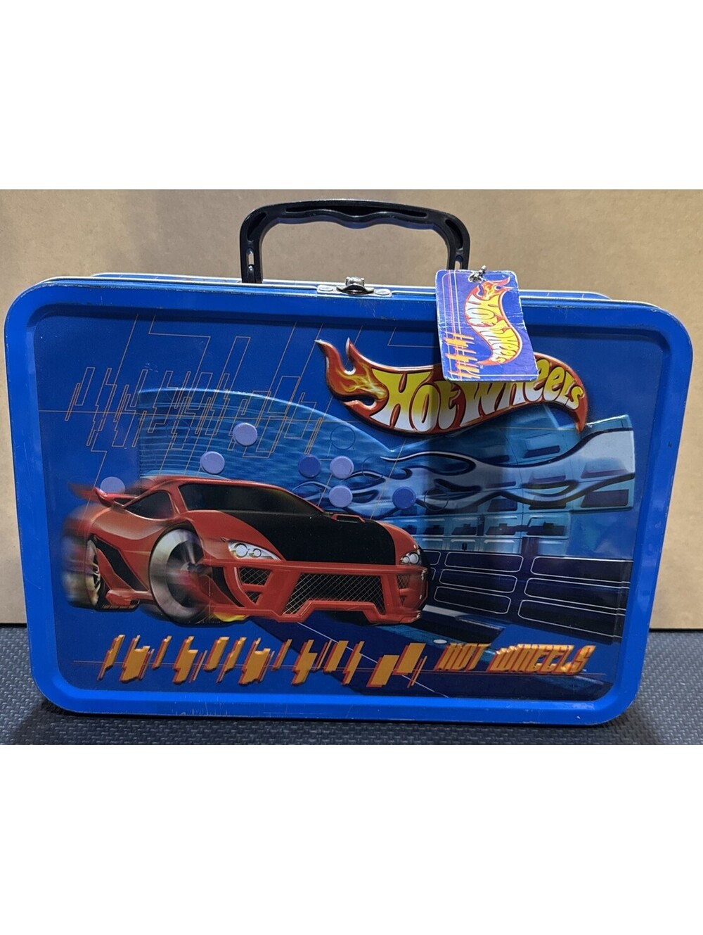 Hot Wheels Tin Metal Storage | Collector Case | 2001 Mattel | Popcorn Tin | Tag